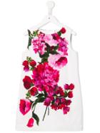 Dolce & Gabbana Kids Rose Print Dress, Girl's, Size: 10 Yrs, White