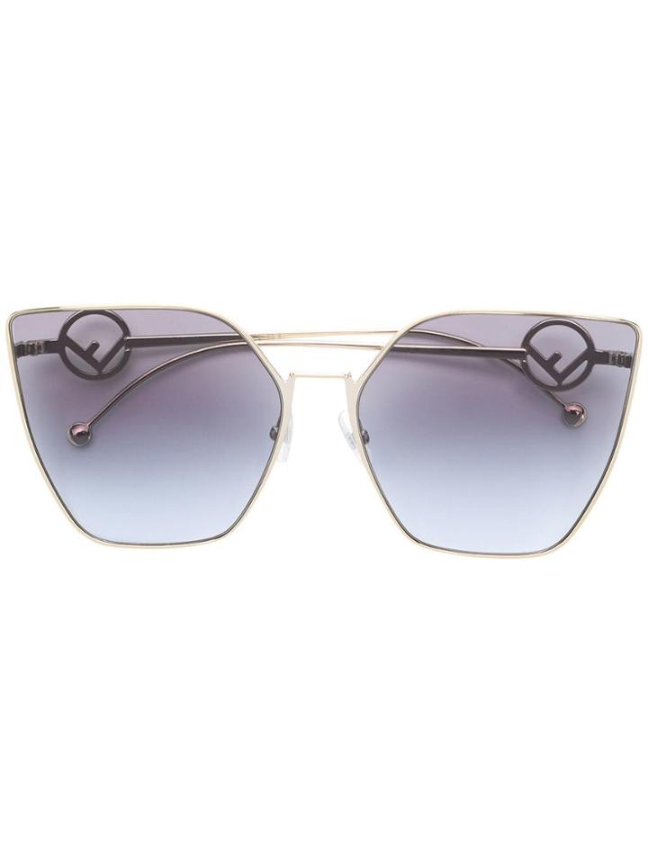 Fendi Eyewear Oversized Cat Eye Sunglasses - Silver