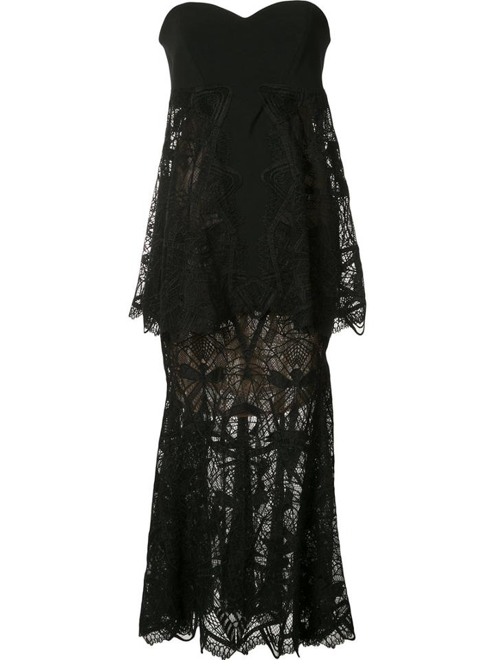 Jonathan Simkhai Strapless Layered Dress, Women's, Size: 4, Black, Silk/polyester/polyimide