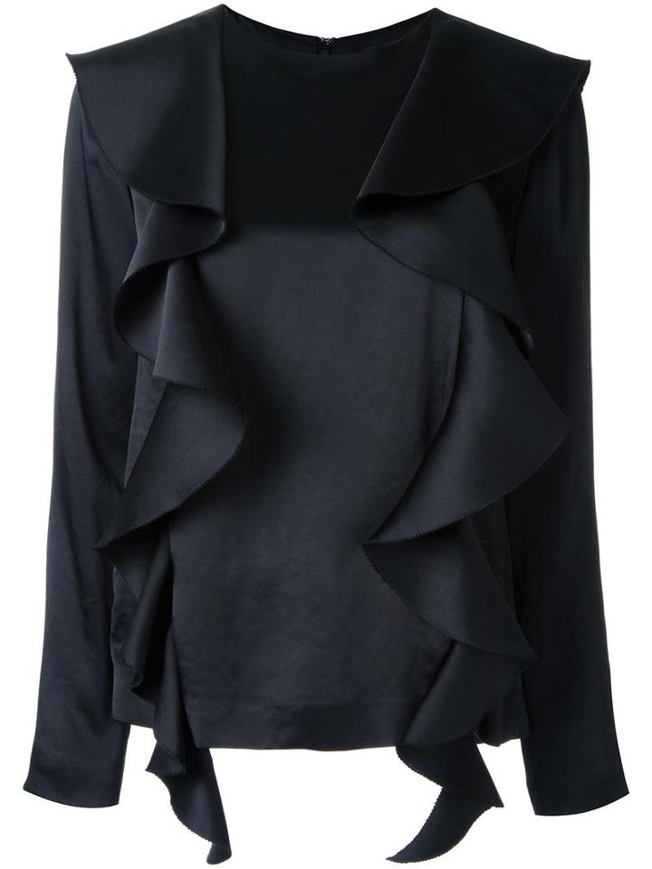 Goen.j Ruffled Blouse, Women's, Size: Medium, Black, Acetate