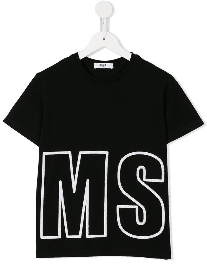 Msgm Kids Logo Patch T-shirt, Boy's, Size: 8 Yrs, Black
