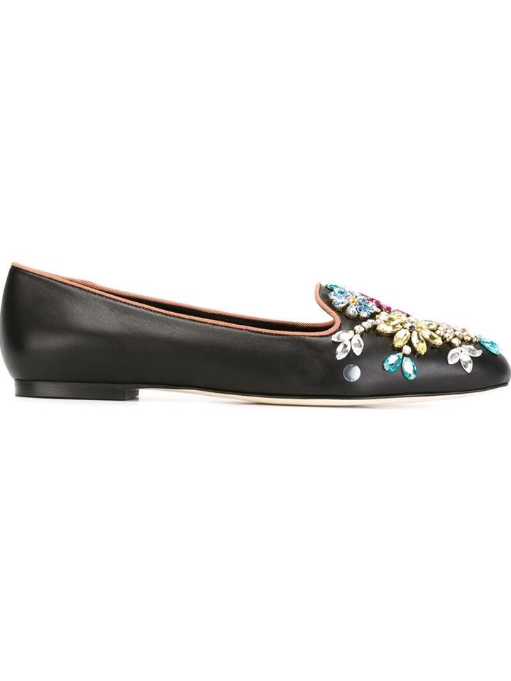 Dolce & Gabbana Vally Slippers, Women's, Size: 40, Black, Viscose/lamb Skin/leather