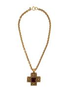 Chanel Vintage Cross Pendant Necklace - Metallic