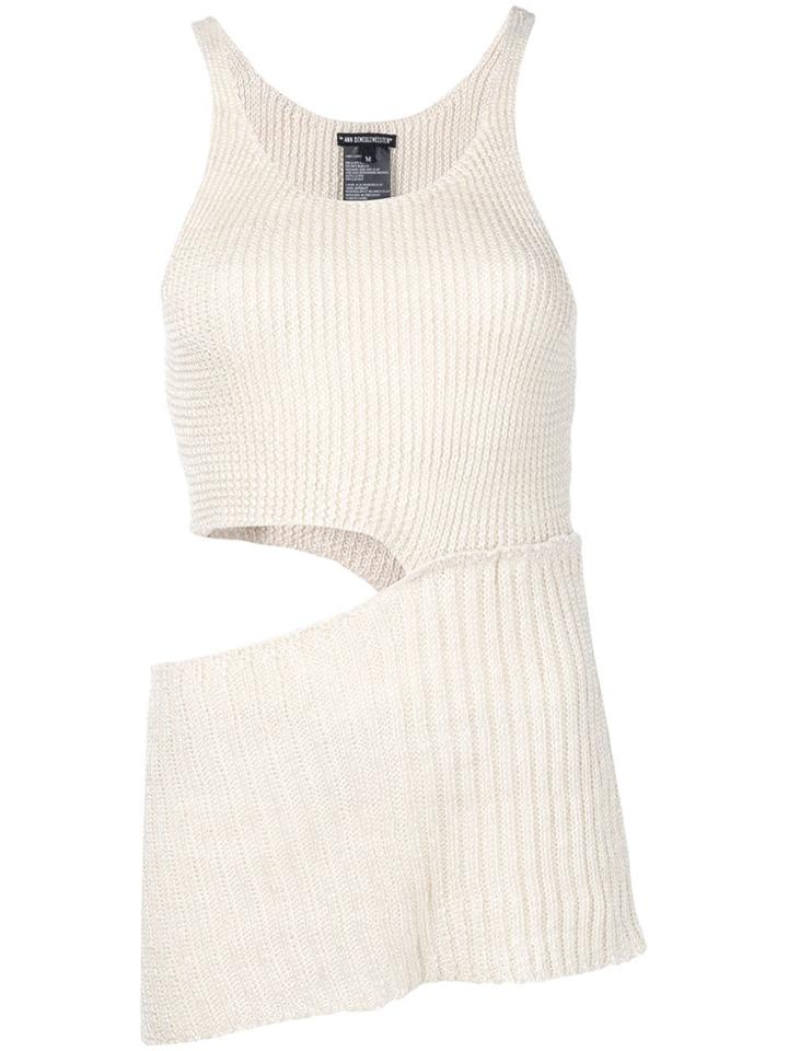 Ann Demeulemeester Cut Out Ribbed Knit Top - Neutrals