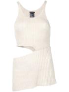 Ann Demeulemeester Cut Out Ribbed Knit Top - Neutrals