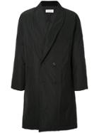 En Route Straight V-neck Buttoned Coat - Black