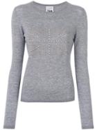 Twin-set - Studded Flag Detail Top - Women - Acrylic/polyamide/wool - S, Grey, Acrylic/polyamide/wool