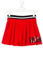 Moschino Kids - Logo Print Pleated Skirt - Kids - Cotton/spandex/elastane - 14 Yrs, Red
