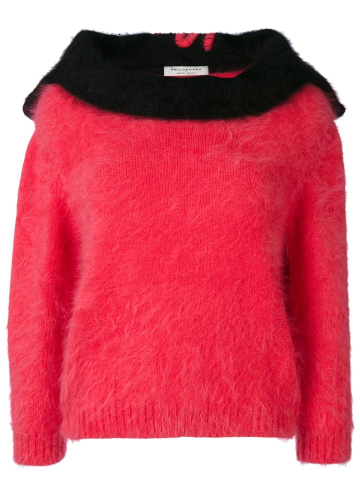 Philosophy Di Lorenzo Serafini Fluffy Knit Panelled Jumper - Pink &