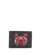 Gucci Gg Supreme Wolf Motif Wallet - Black