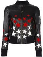 Htc Hollywood Trading Company Star Patch Bomber Jacket, Women's, Size: Medium, Black, Cotton/leather/viscose