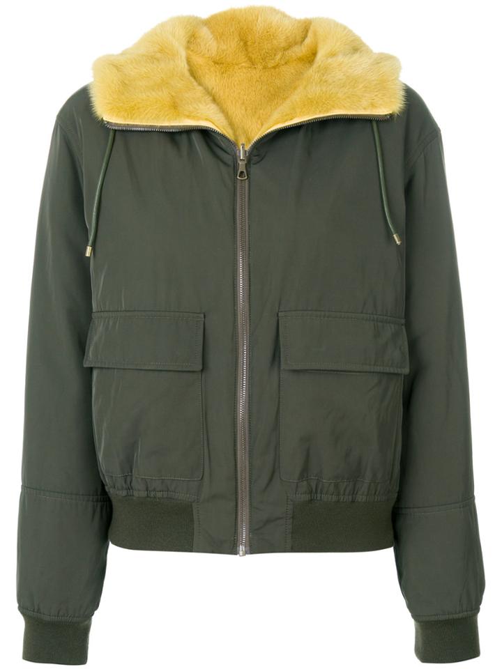 Army Yves Salomon Reversible Bomber Jacket - Green