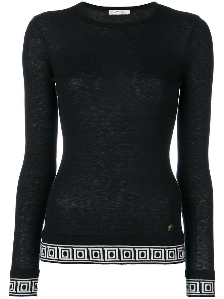 Versace Collection - Versace Collection G34839g603223 G2023 Nero Bianco Natural (vegetable)->cotton - Women - Silk/cashmere - 46, Black, Silk/cashmere