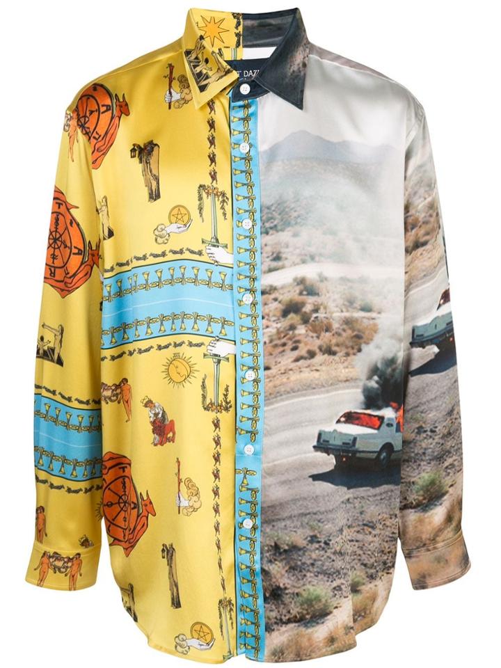 Lost Daze Split-print Silk Shirt - Yellow