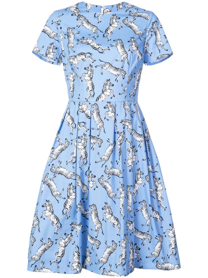 Carolina Herrera Zebra Print Dress - Blue