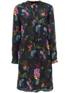 Ps By Paul Smith - Floral Print Dress - Women - Silk - 40, Blue, Silk