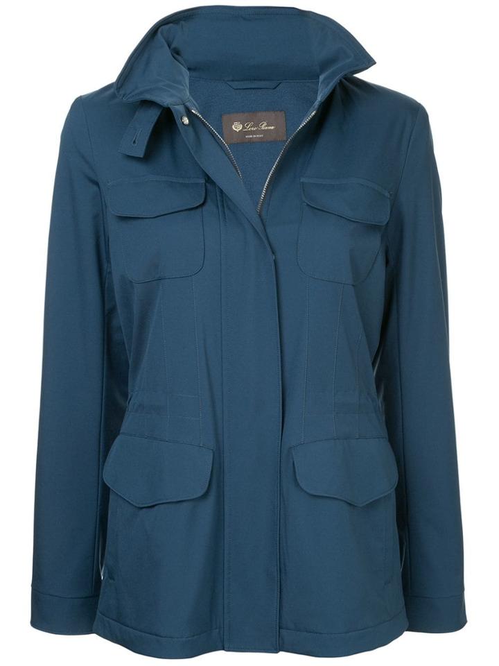 Loro Piana Concealed Hood Raincoat - Blue