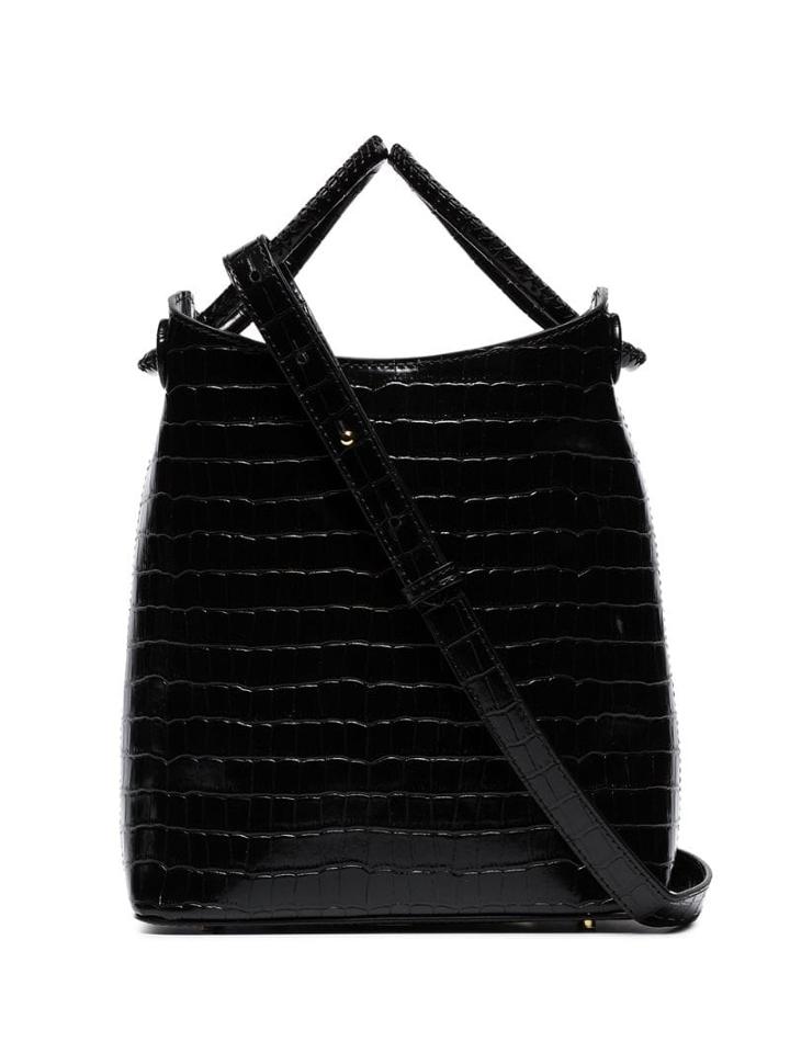 Elleme Vosges Crocodile-embossed Shoulder Bag - Black