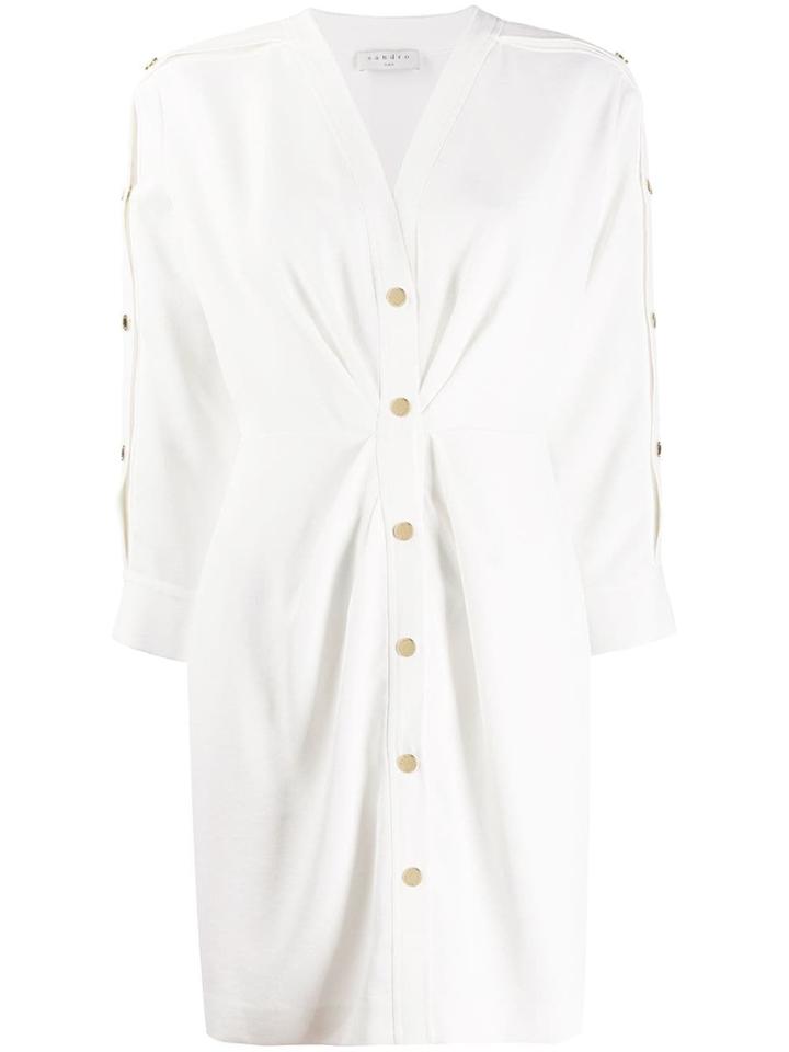 Sandro Paris Button Embellished Dress - White