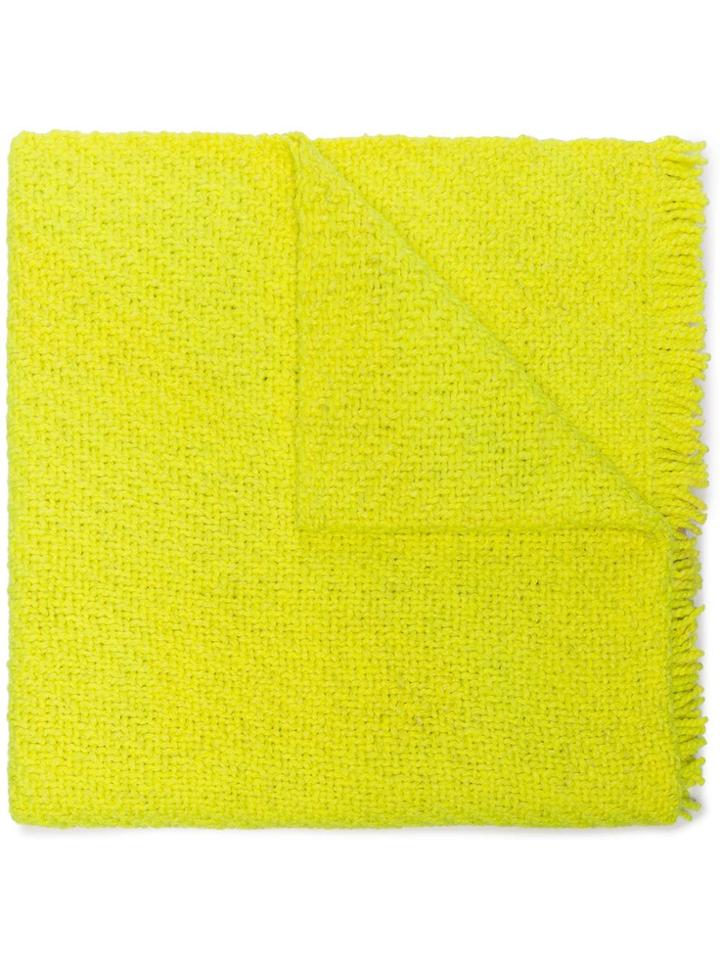 Aessai Yellow Oversized Frayed Wool Blanket Scarf
