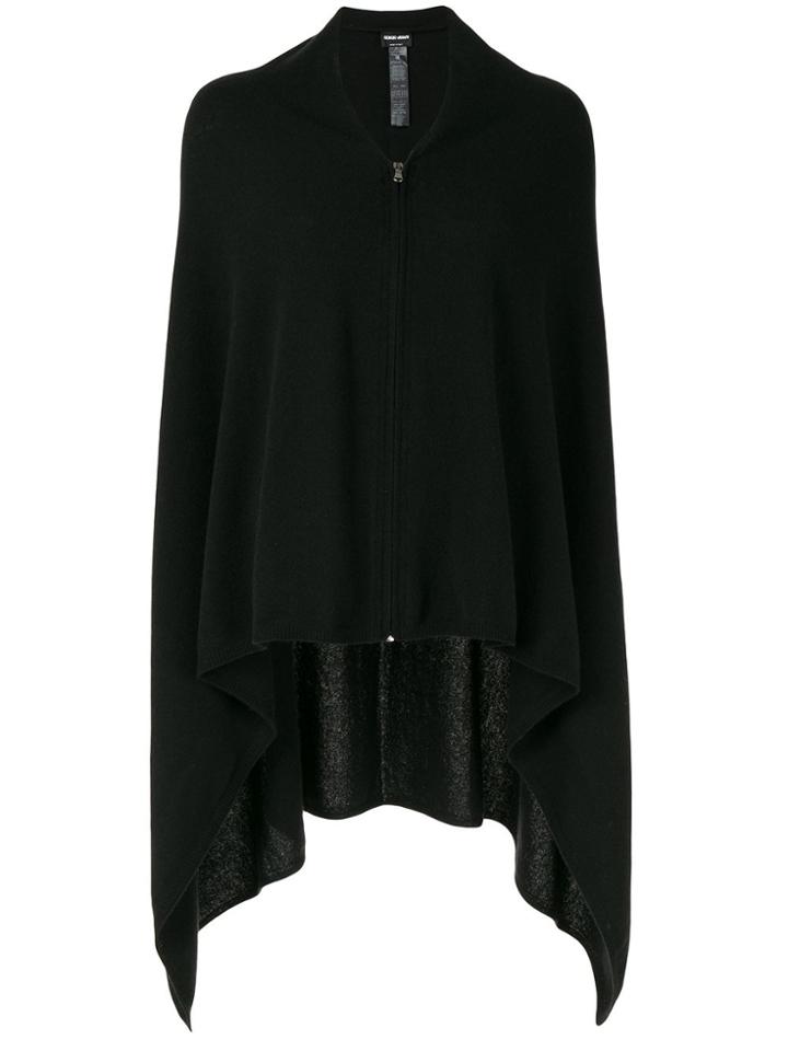 Giorgio Armani Zipped Cashmere Poncho - Black