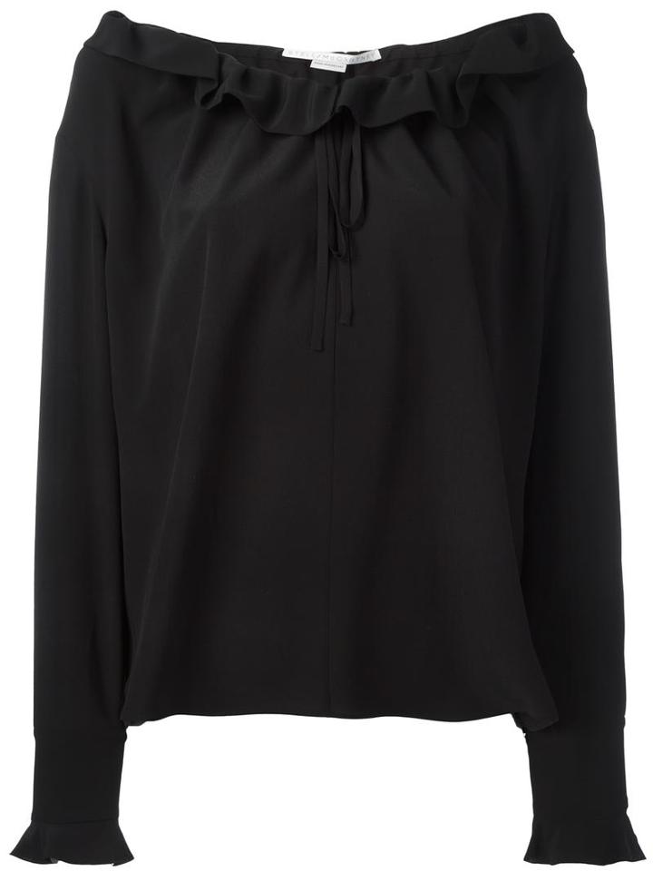 Stella Mccartney Ruffled Neck Fastening Blouse, Women's, Size: 42, Black, Silk