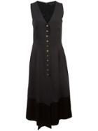 Derek Lam Sleeveless V-neck Dress With Snap Detail - Black