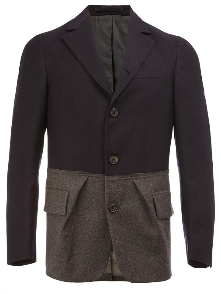 Wooster + Lardini Bicolour Notched Lapel Blazer, Men's, Size: 48, Blue, Cotton/viscose/wool