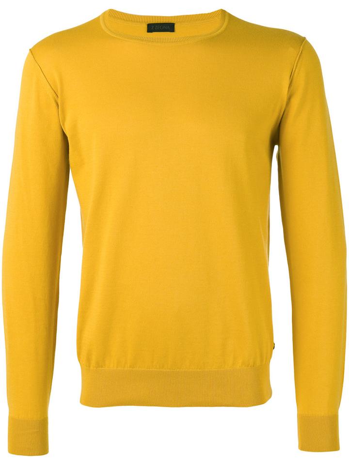 Z Zegna - Crew Neck Jumper - Men - Cotton - Xxl, Yellow/orange, Cotton