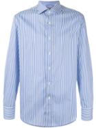 Canali - Striped Long Sleeve Shirt - Men - Cotton - 44, Blue, Cotton