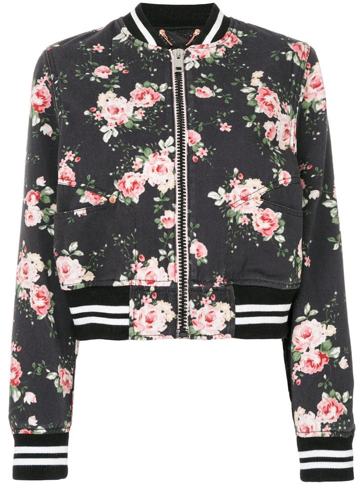 Diesel - Floral-print Bomber Jacket - Women - Cotton - L, Black, Cotton