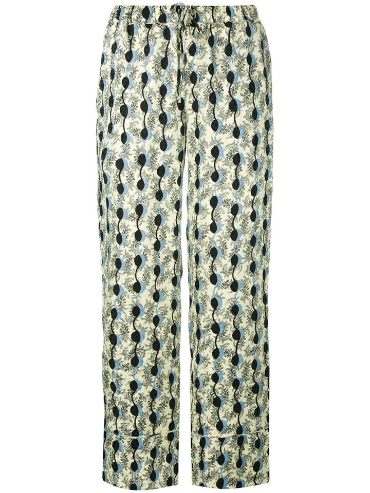 Marni Leaf Print Trousers, Women's, Size: 42, Green, Silk