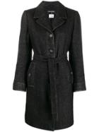 Chanel Pre-owned 2010 Belted Tweed Coat - Black