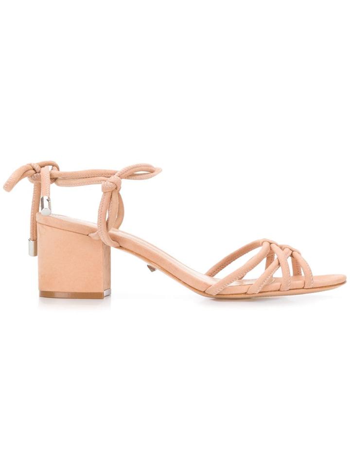 Schutz Lace-up Block Heel Sandals - Neutrals