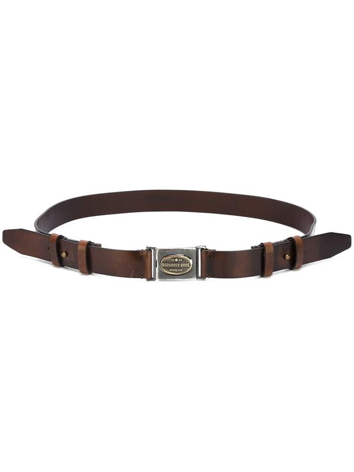 Dsquared2 Oval Logo Buckle Belt, Men's, Size: 90, Brown, Leather