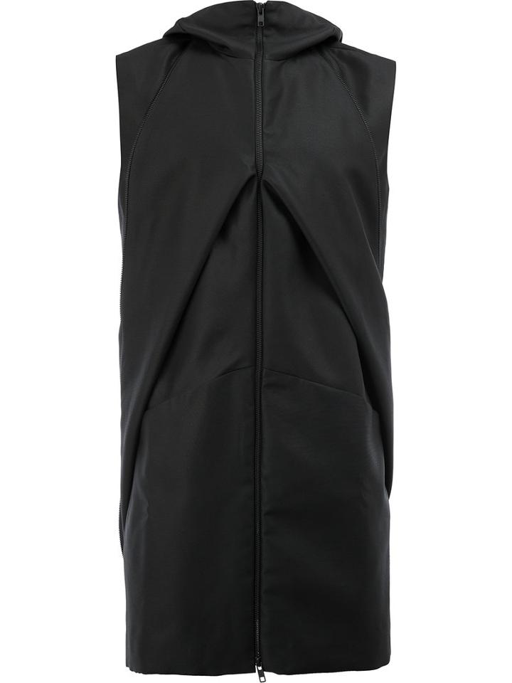 Moohong Hooded Sleeveless Jacket, Men's, Size: 48, Black, Silk/wool
