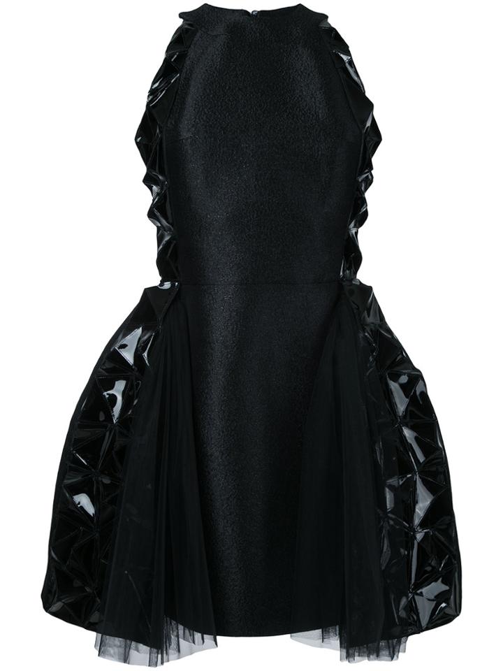 Isabel Sanchis Leather Insert Skater Dress - Black
