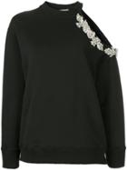 Christopher Kane Crystal Embellished Cut-out Sweatshirt - Black