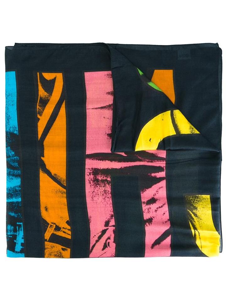 Moschino Logo Print Scarf, Men's, Black, Modal/cashmere