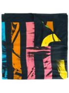 Moschino Logo Print Scarf, Men's, Black, Modal/cashmere