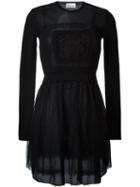 Red Valentino Crochet Sheer Chest Dress, Women's, Size: Medium, Black, Polyamide/virgin Wool