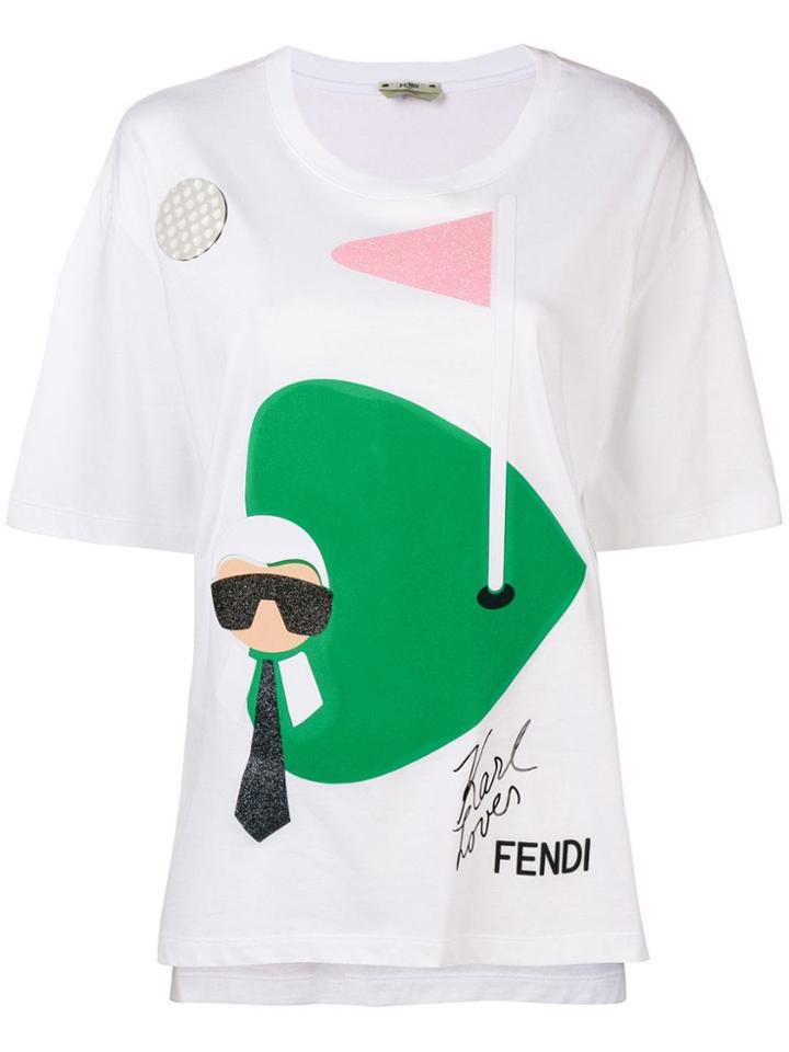 Fendi Printed Loose T-shirt - White