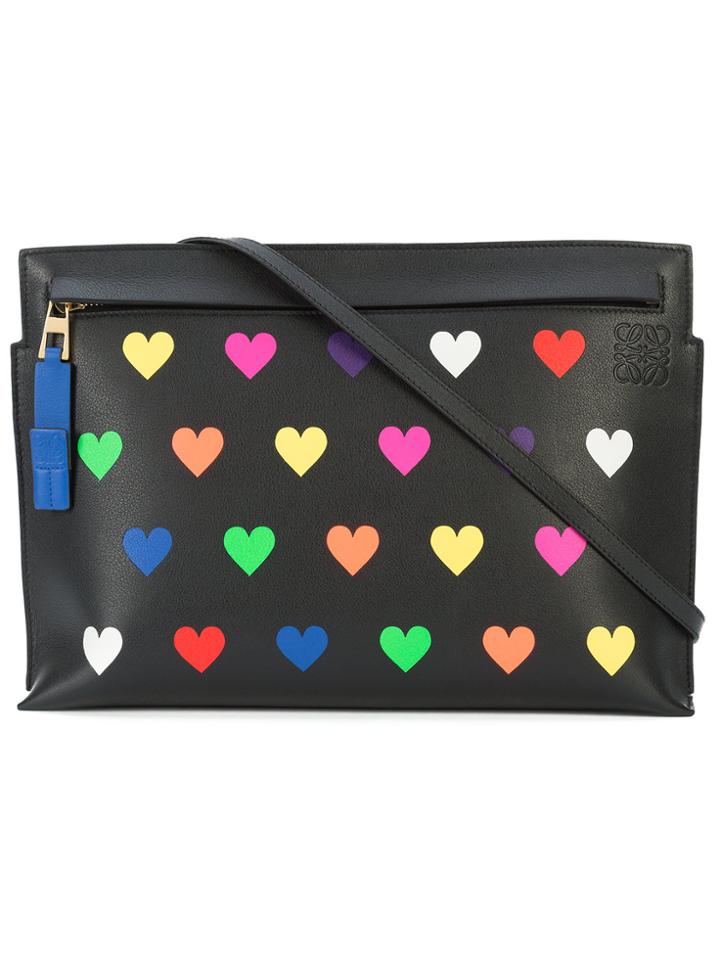 Loewe Hearts T Pouch Clutch - Black