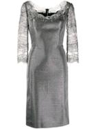 Ermanno Scervino Lace Sleeve Sheath Dress - Silver
