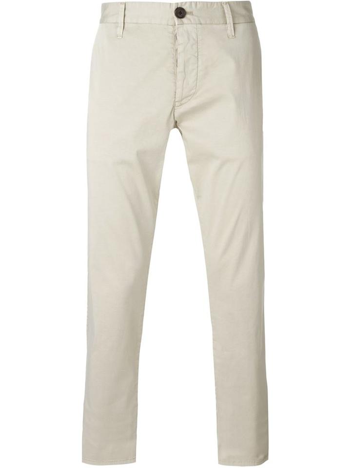 Armani Jeans High Rise Tapered Chinos, Men's, Size: 54, Nude/neutrals, Cotton/spandex/elastane