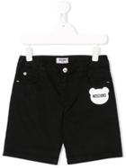 Moschino Kids Teen Bear Logo Shorts - Black