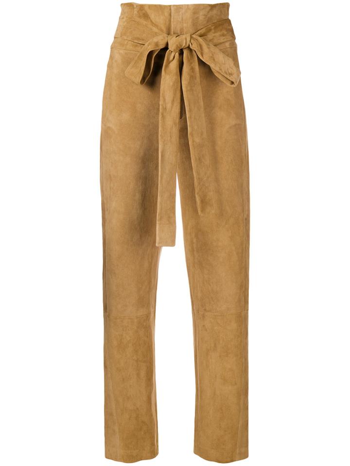 Stouls Tie Waist Cropped Trousers - Brown