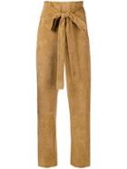 Stouls Tie Waist Cropped Trousers - Brown