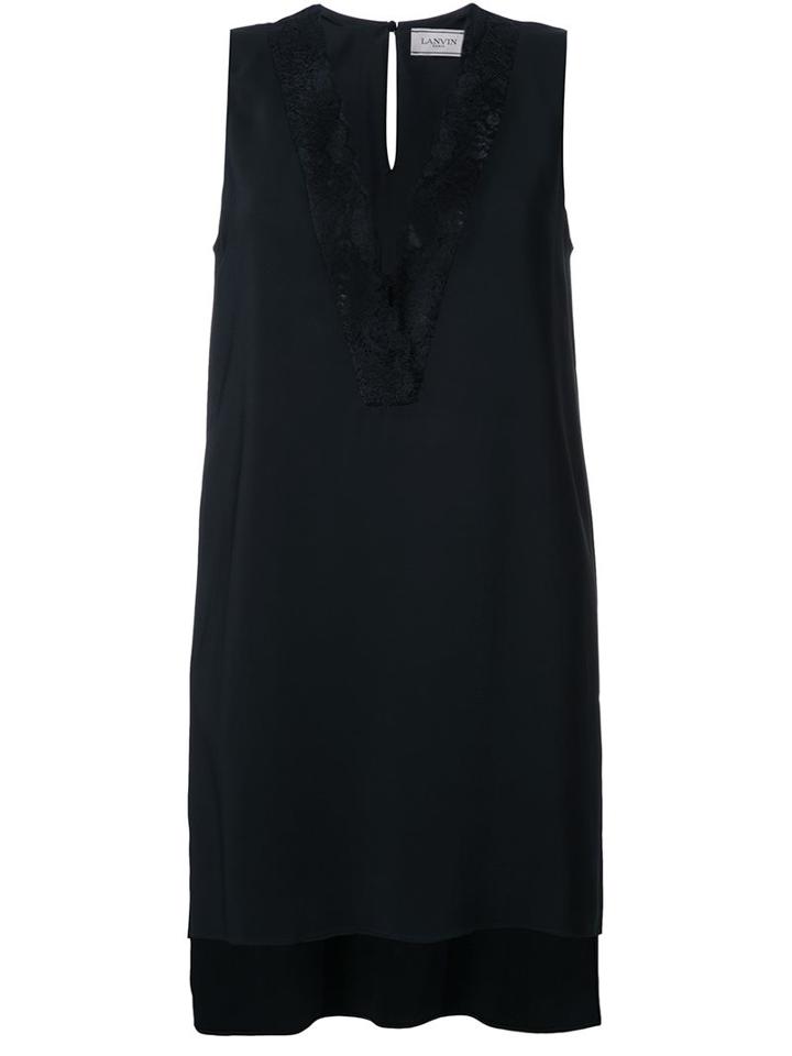 Lanvin Lace Insert Tank Top, Women's, Size: 36, Black, Viscose/spandex/elastane