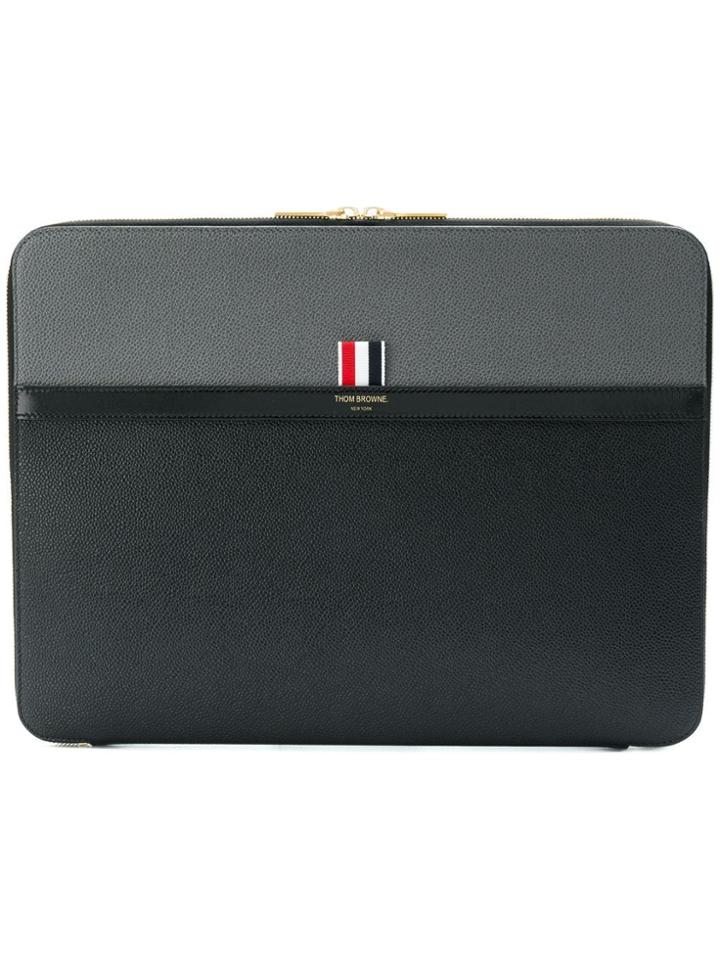 Thom Browne Color-blocked Leather Document Holder - Black